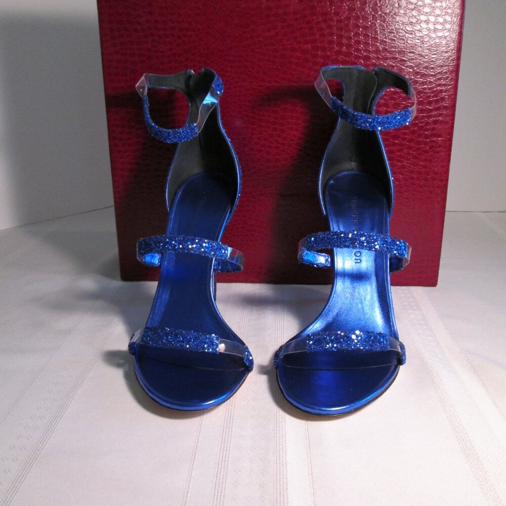 Tamara Mellon Frontline Glitter Heels Cobalt Blue Sz 40 NIB ✨ - Picture 5 of 13